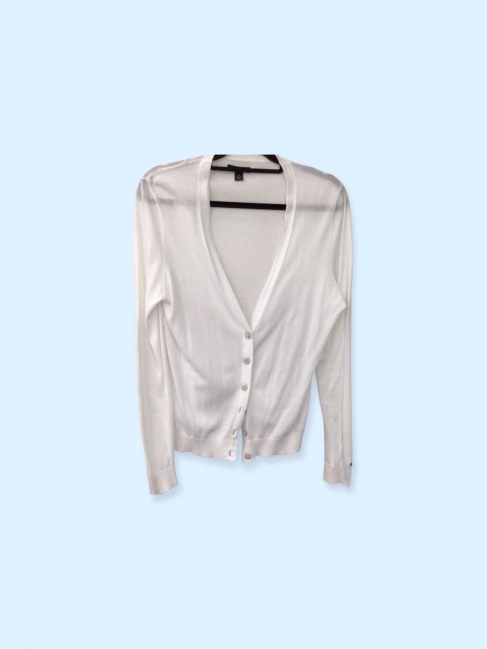Tommy Hilfiger White V-Neck Button Cardigan